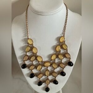 Elegant Gold and Black Statement Bib style Necklace